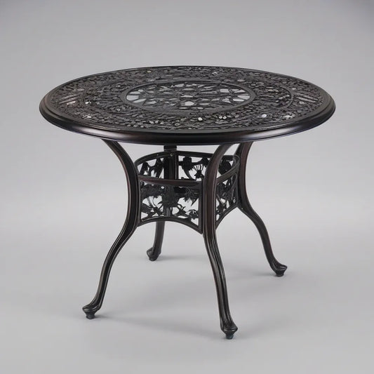 Rundt havebord i sort støbt aluminium, Ø90 x H74 cm