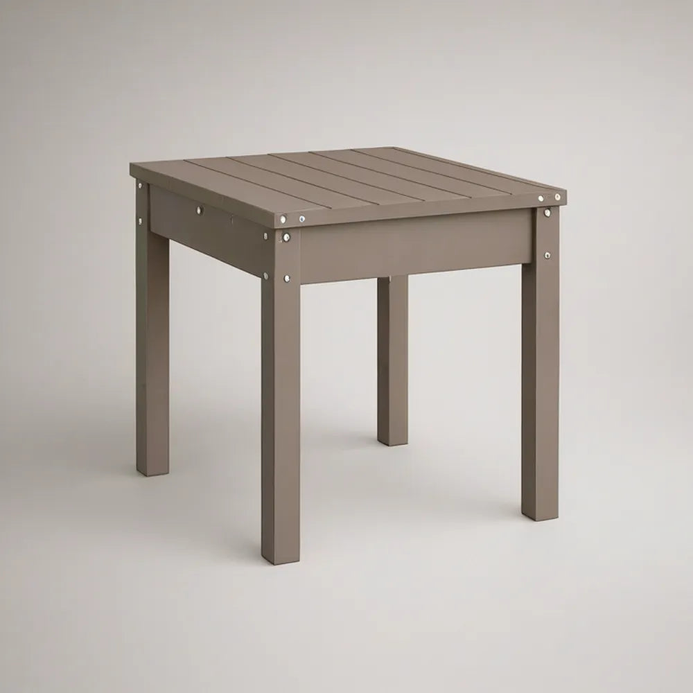 Firkantet havebord i taupe pulverlakeret aluminium, 70 x 70 x 75 cm