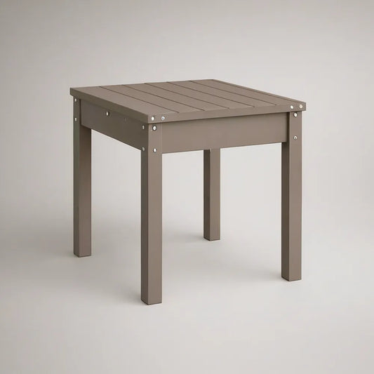 Firkantet havebord i taupe pulverlakeret aluminium, 70 x 70 x 75 cm
