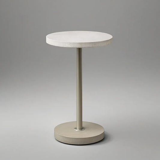 Rundt havebord i beige og sølvfarvet stål, Ø60 x H75 cm